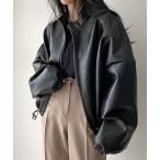 レザージャケット ライダース ダブルジッパーライダースジャケット 　バルーンスリーブ合皮 ブルゾン レディース