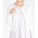 カーディガン フラワーモチーフ釦シアバターニットカーディガン レディース