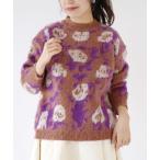 ニット セーター 花柄シャギー ジャガードニット レディース