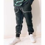 パンツ 裏起毛 配色ステッチスウェットパンツ キッズ 子供服 男の子 女の子