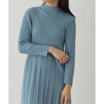 ワンピース ハイネックリブ切替ニットフレアワンピース