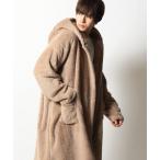 外もOK 着る毛布 両面シャギー フード ロングカーディガン