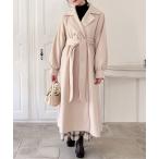 コート アウター ボリュームスリーブロングコート レディース