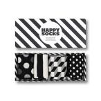 靴下 レディース Happy Socks Classic Black ＆ White Gift Box クルーソックス 4足組 ギフトセット 1020