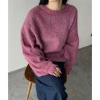 ニット セーター 「ハンドウォッシャブル」メランジジャガードカラービッグニット レディース