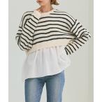 ニット セーター ドッキングギャザーニット レディース