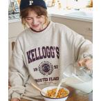 ショッピングヴィンテージ商品 スウェット レディース 「KELLOGG'S」別注 ケロッグ ヴィンテージ加工プリントスウェット