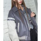 スタジャン 「FANCY CLUB」MALLOW VARSITY LEATHER JACKET レディース