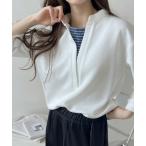 tシャツ 「1着で大人コーデ完成♪」ストレッチポンチフェイクレイヤードトップス レディース