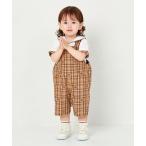 サロペット オーバーオール ミキハウスチェック6分丈オーバーオール キッズ 子供服 男の子 女の子