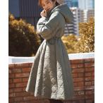 ショッピング体型カバー ダウンコート ダウンジャケット 2way ｜ ミックスステッチ・フーディーパテッドコート中綿ジャケット ｜ レディース アウター 羽織 体型カバー 保