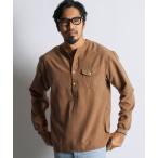 ショッピングスウェード メンズ シャツ ブラウス 「WEB限定アイテム」SUEDE TOUCH NO COLLAR RIBBED SHIRT：スウェードタッチ ノーカラー リ