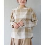 ブラウス シャツ 刺し子ブロック チェックブラウス レディース