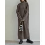 ショッピングリエディ ワンピース 「低身長サイズ有」「洗濯機で洗える」ブークレリブニットハイネックＩラインマキシワンピース