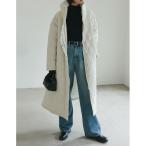 ショッピングリエディ ダウンコート ダウンジャケット 「低身長サイズ有」中綿リサイクルタフタキルティングスタンドカラーフレアロングコート レディース