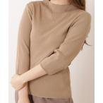 ニット セーター パール付き5分袖ニットプルオーバー レディース