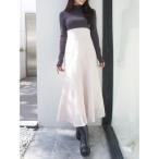 ワンピース 異素材ドッキングバックレースアップニットワンピース