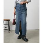 ショッピングロングスカート デニムスカート フロントスリットデニムロングスカート