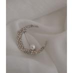 ブローチ 「resonance」月モチーフ パール キラキラビジュー ブローチ「マルチウェイ/オケージョン」 レディース