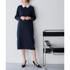 ワンピース 襟付Iラインワンピース