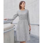 ワンピース 「洗える」ツイード配色フレアワンピース