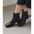 ブーツ 5cmヒール チャンキーヒールレザーショートブーツ「REMME/レメ」 レディース