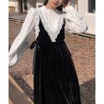 ワンピース ベルベットレースワンピース