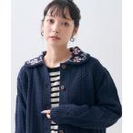 カーディガン 花柄 衿 ニットカーディガン レディース