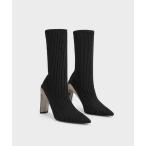 ブーツ Devon デボン メタリックブレードヒールアンクルブーツ レディース