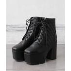 ブーツ 厚底キルティングレースアップブーツ レディース