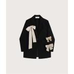 ジャケット テーラードジャケット Ribbon Attacthed Black Jacket レディース