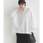ブラウス シャツ 製品洗いスラブコットン後ろケープ長袖シャツ レディース