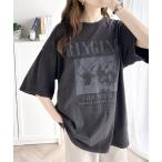 tシャツ インパクトのあるプリントが魅力。綿100% 前後2wayアシッドウォッシュ 大人のロックバンドプリントTシャツ レディース メンズ