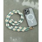 「全機種対応」スマホケースに挟むだけ！ マクラメ フラワー モバイル ストラップホルダー スマホショルダー ストラップ
