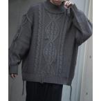 セーター ニット 「welise/ウェライズ」プレミアムウールブレンド フリンジリメイクハイネックニット メンズ レディース