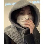 ニット帽 ニットキャップ レディース 2WAYリブニットバラクラバフードウォーマー レディース