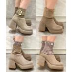 ブーツ 履き方色々 マルチWAYベルト付きヒールショートブーツ レディース