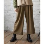 パンツ カットジャガードワイドクロップドパンツ レディース