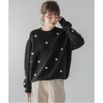 ニット セーター ハート刺繍ニットトップス レディース