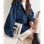 デニムジャケット gジャン 「JaVa ジャバコラボ」進化した大人のデニムアウター。 襟ベルト付き オーバーサイズ デニムブルゾン レディース