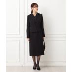 ショッピング15号 セットアップ 「喪服・礼服」スタンドネックジャケット・ウエストサテン切替前開きワンピース 2点セット ブラックフォーマルアンサンブル レディース
