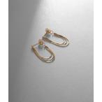 ピアス K10コンパクト3連チェーン フープピアス レディース