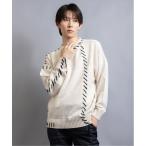 セーター ニット アシンメトリーハンドステッチ クルーネックニット メンズ レディース