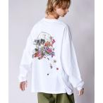 メンズ tシャツ Tシャツ rehacer : Flower Retro skull / フラワー レトロ スカル ロングスリーブカットソー