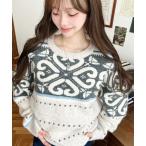 ニット セーター ノルディックジャガードニットプルオーバー レディース