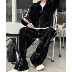 ジャージ 「NOWLE」ライン柄 ベロア トラックジャケット ジャージ セットアップ メンズ