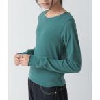 tシャツ 起毛リブメロークルーネック長袖Tシャツ レディース