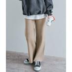 パンツ リブニット セミワイド パンツ レディース