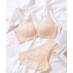 ブラジャー ショーツセット 花柄レーシィ3/4カップノンワイヤーブラ＆ショーツセット
