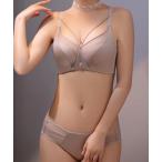 ブラジャー ショーツセット ビジュー付きストリングミニマルノンワイヤーブラ＆ショーツセット